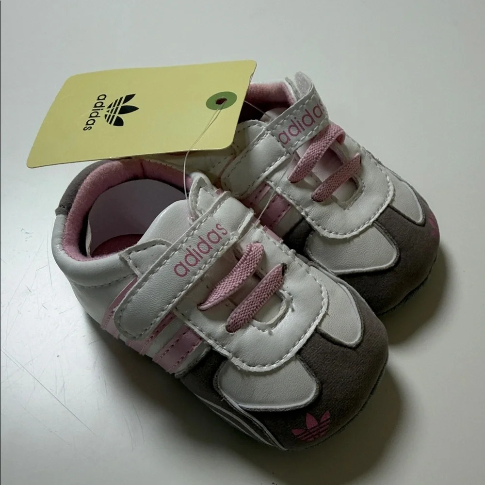 adidas White, Pink and Brown Baby Walker Shoes